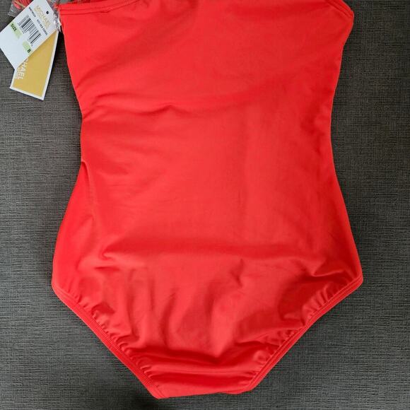 MICHAEL Michael Kors Women's Sea Coral One-Shoulder One Piece Swimsuit Size 8 - Picture 12 of 13